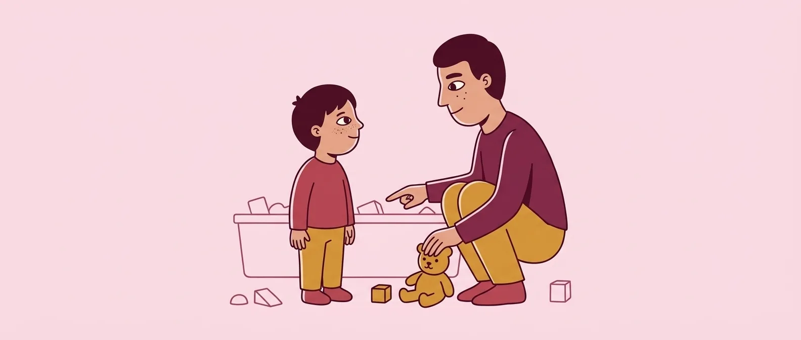 Parent speaking calmly to a child who is not listening