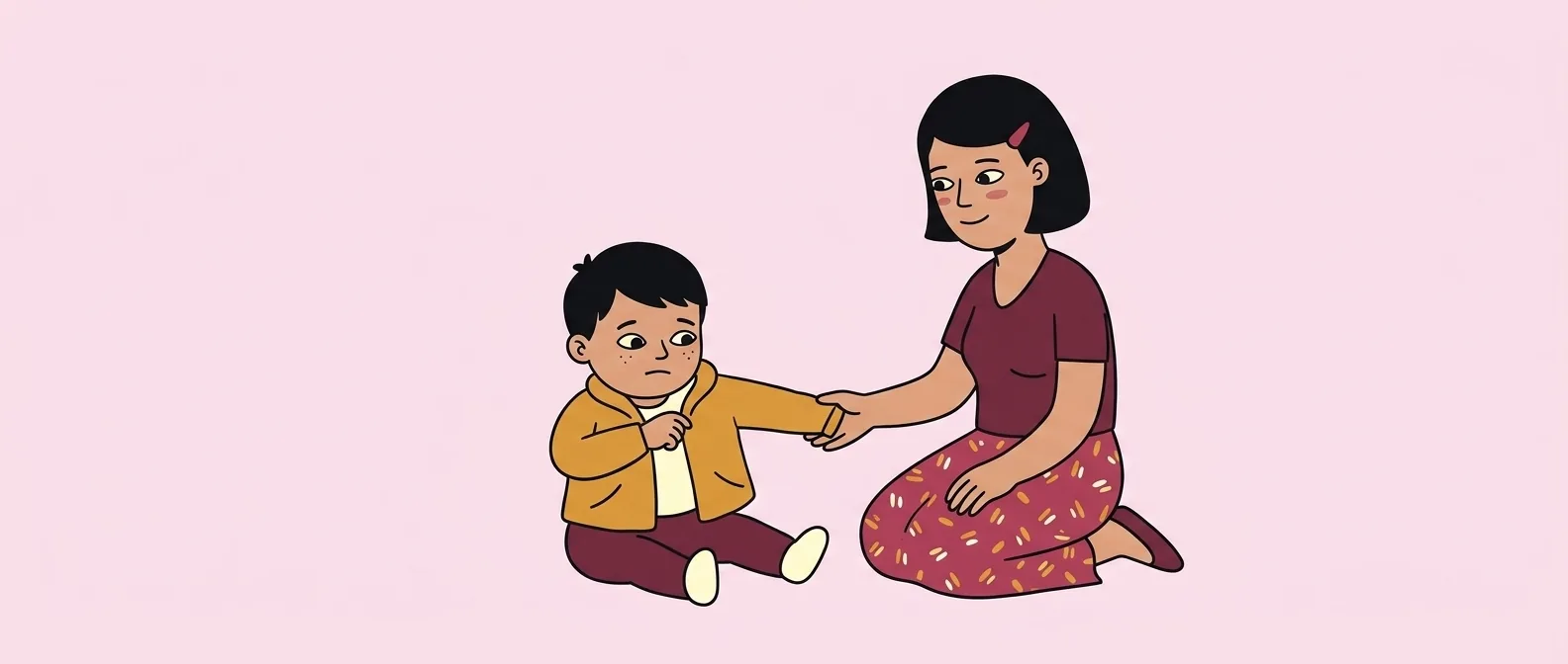 Parent supporting a two-year-old through big emotions