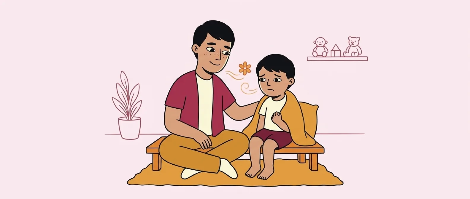 Parent calmly supporting a child through big emotions