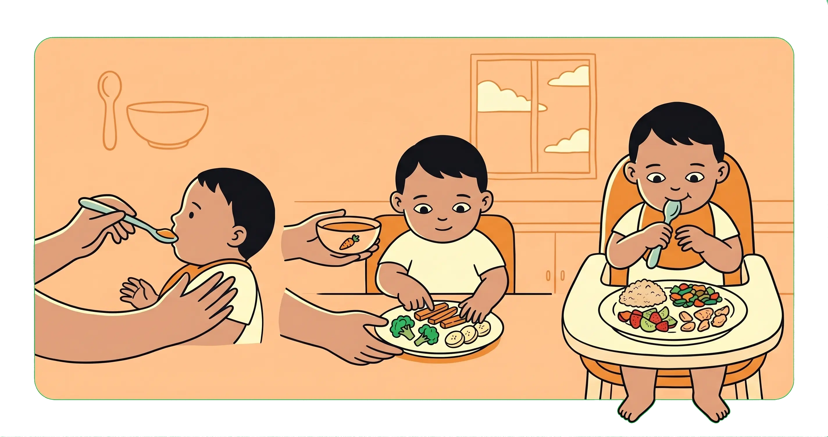 Child learning to eat solid foods